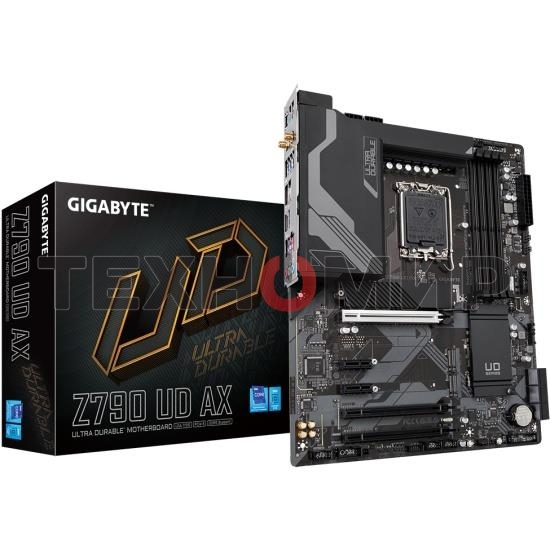 Материнская плата Gigabyte Z790 UD AX (V1.1/V1.2), LGA 1700, Intel Z790, 4xDDR5, 6xSATA, 3xM.2, 1xPCIe 5.0 x16, 1xPCIe 4.0 x4, 1xPCIe 3.0 x1, 1xHDMI, 1xDP, 1x 2.5Gb LAN, 4xUSB-A 2.0, 4xUSB-A 3.2 Gen 1, 1xUSB-A 3.2 Gen 2, 1xUSB-C 3.2 Gen 2x2, 7.1, ATX