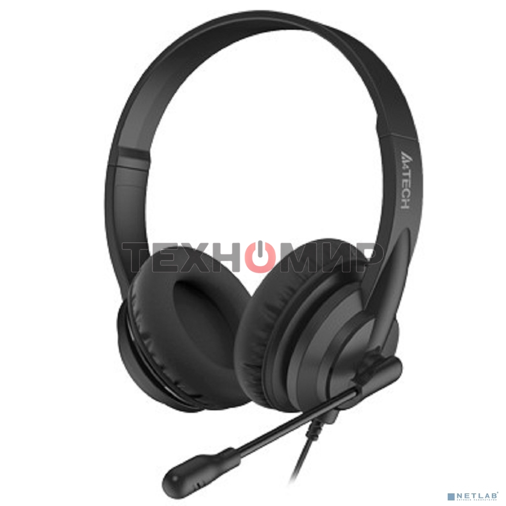Гарнитура проводная с микрофоном A4Tech HU-10 черный 2м накладные USB оголовье