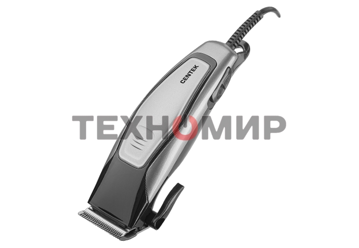 Машинка для стрижки волос Centek CT-2102 (черный/серый) 12 Вт, высококач.сталь, эргоном. дизайн, 4 насадки