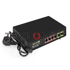 Коммутатор неуправляемый ExeGate EDGS-1006D.4PoE-65W (6-портовый гигабитный UTP 10/100/1000 Base-T: 4 порта IEEE 802.3af (PoE), мощность PoE: 15,4W, суммарно 65W, 2 порта RJ45 uplink, настенный/настольный, металлический корпус)