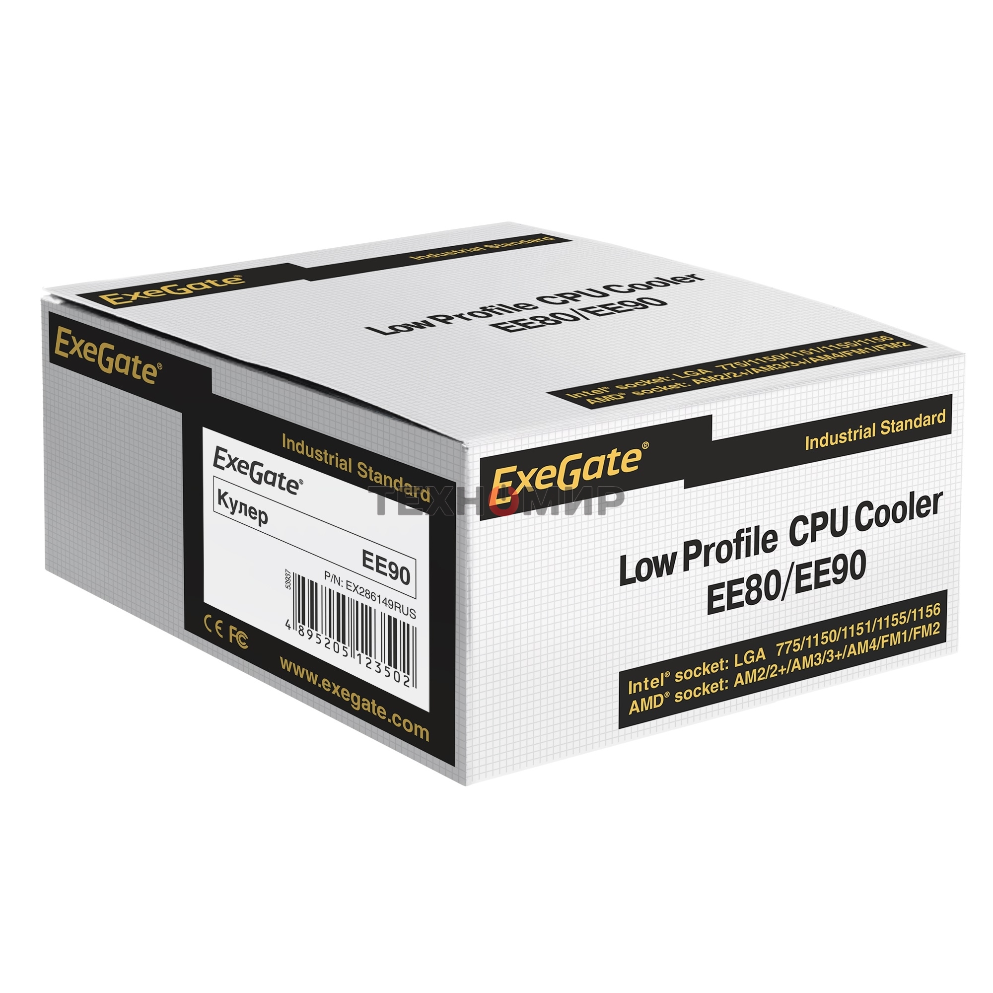 Кулер для процессора ExeGate EE90 серебристый, 90 мм, алюминий, 2200 об/мин, 22 дБ, 3 pin, 75 Вт, 45 мм