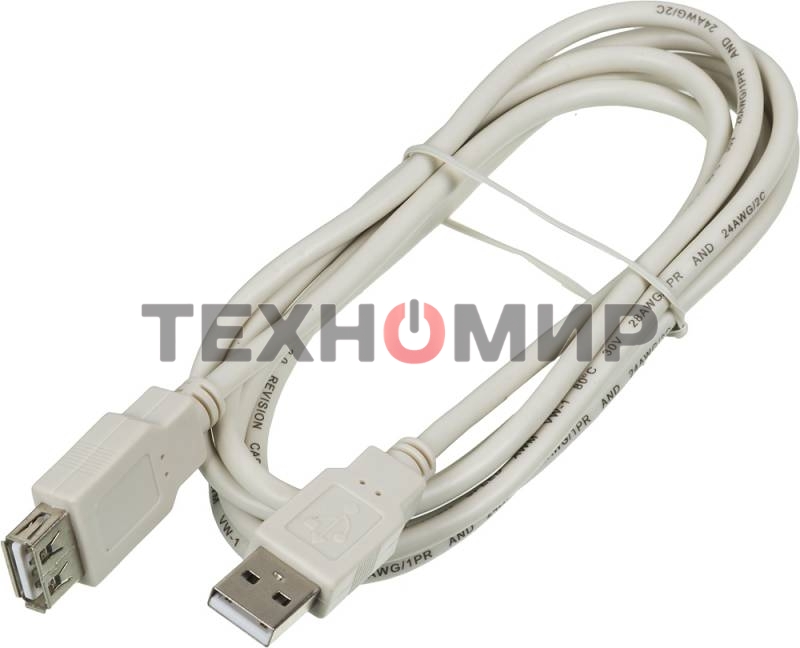 Кабель-удлинитель USB2.0 Ningbo USB A (m)/USB A (f) 1.8м (USB2.0-AM-AF-BR)
