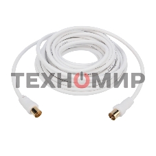 Шнур Rexant ТВ гнездо - ТВ штекер, длина 5 м етров, белый