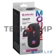 Мышь беспроводная Defender Touch MM-997 черный, 1600 dpi, радиоканал, Bluetooth, USB, кнопки - 4