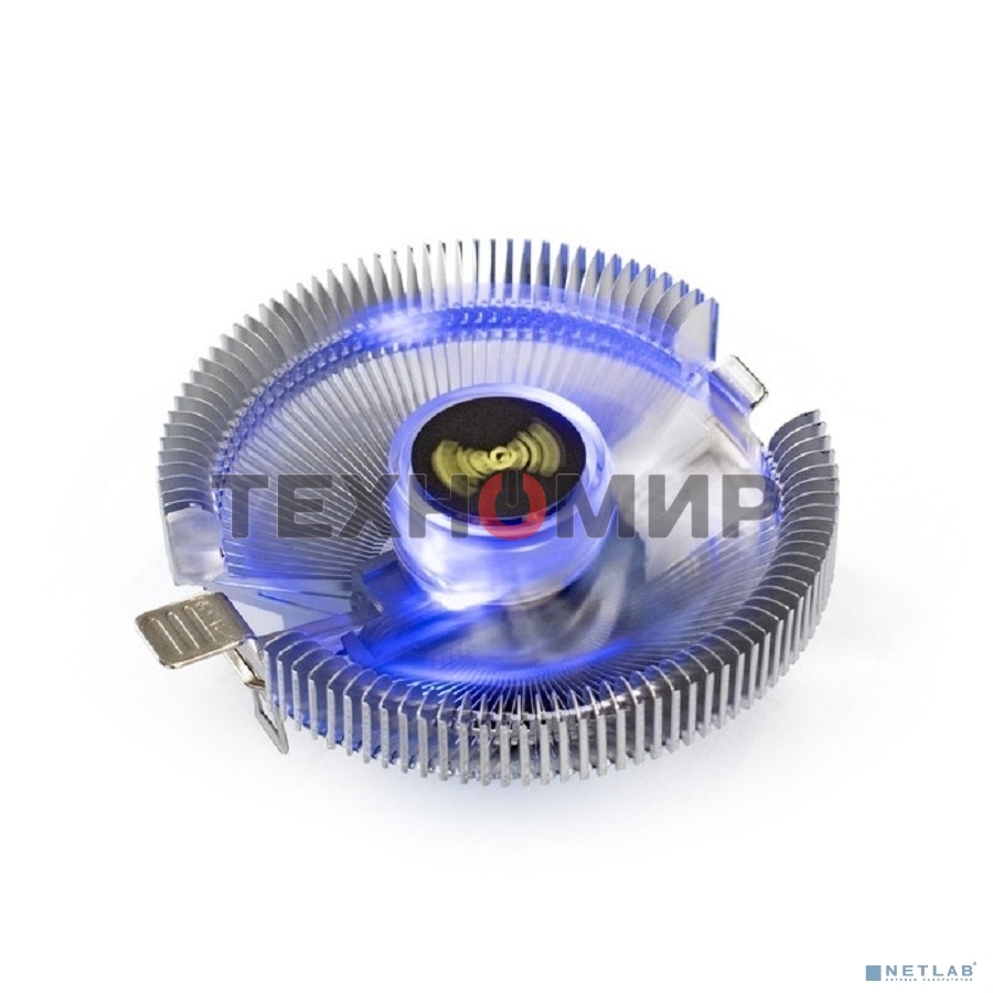 Кулер для процессора ExeGate Wizard EE91-BLUE серебристый, 90 мм, алюминий, 2200 об/мин, 22 дБ, 3 pin, 75 Вт, 50 мм