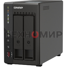 SMB QNAP TS-253E-8G NAS, 2-tray w/o HDD. 2xHDMI-port. 4-core Celeron J6412 2-2.6 GHz, 8Gb DDR, 2x2.5Gb LAN, 2 x M.2 2280 PCIe Gen 3 x2, 2x USB 3.2 Gen 2 (10Gbps) Port, 2x USB 2.0 port