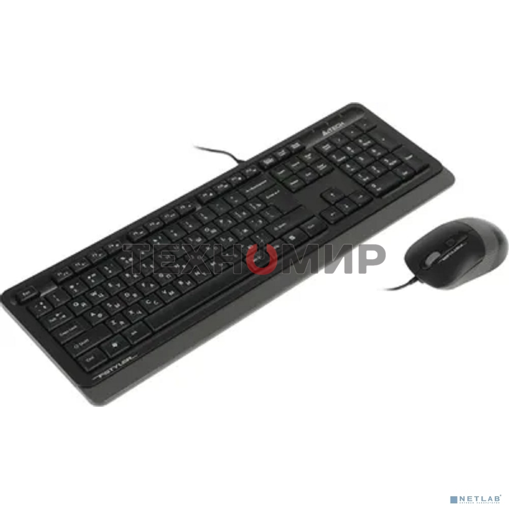 Комплект клавиатура+мышь A4Tech FStyler F1010 проводной, USB, 1600 DPI, чёрный