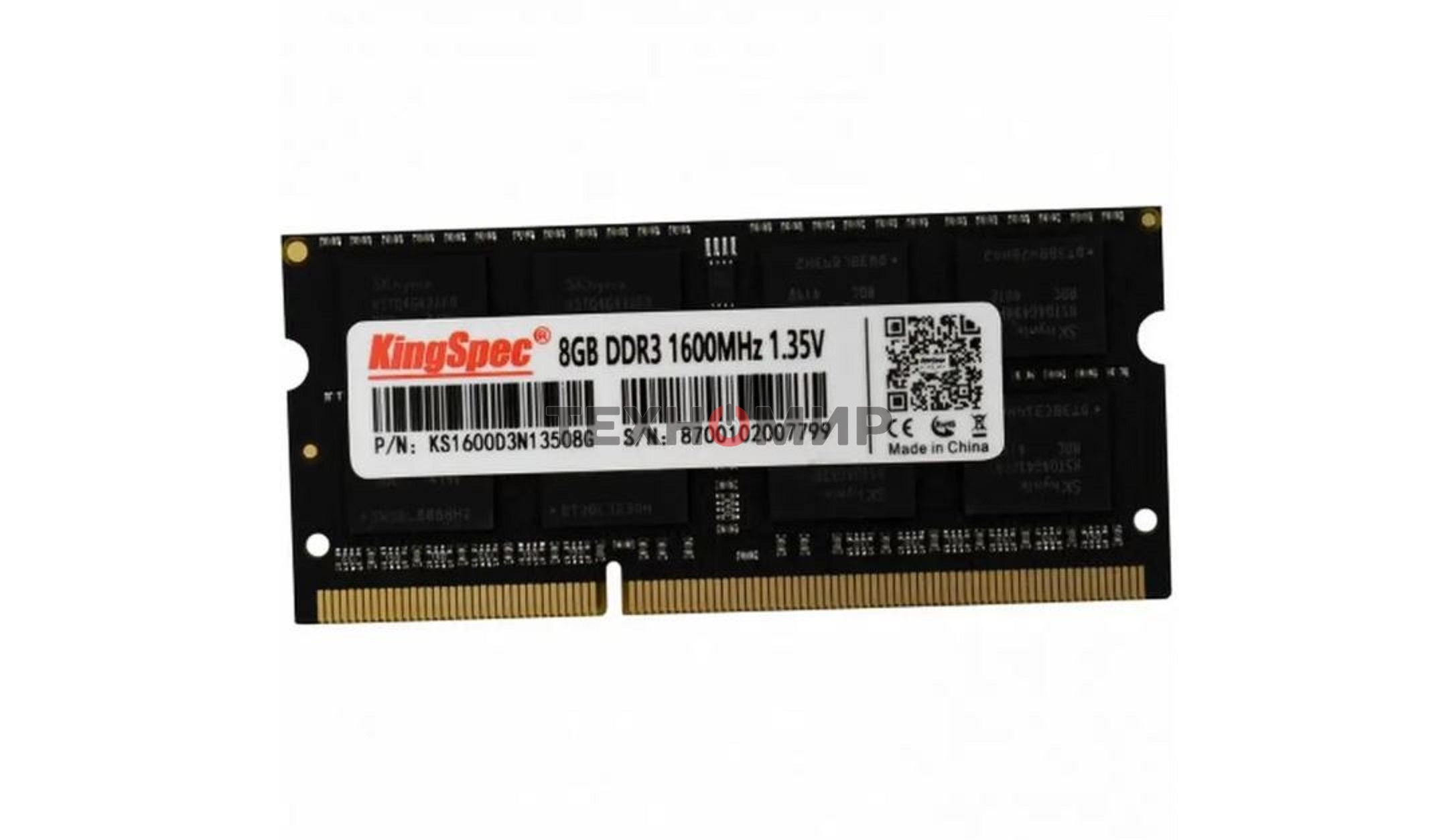 Оперативная память KingSpec, DDR3L, 8GB (1x8 GB), 1600 MHz, CL11, SO-DIMM