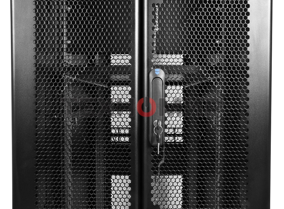 Шкаф серверный ПРОФ напольный 48U (600x1000) дверь перфор., задние двойные перфор., черный, в сборе (ШТК-СП-48.6.10-48АА-9005) (1 коробка)