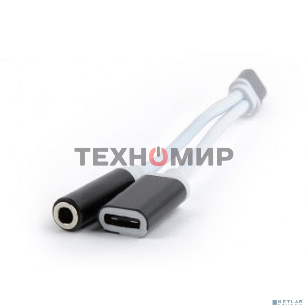 Переходник Cablexpert USB Type-C/Jack3.5 F+ Type-C F, черный, пакет (CCA-UC3.5F-02)