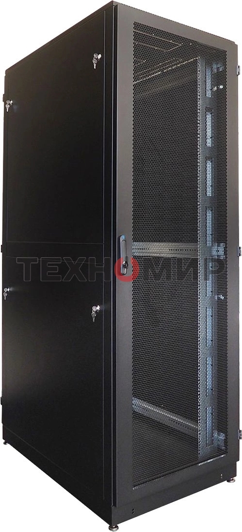 Шкаф серверный напольный 42U (800 1000) двойные перфорированные двери 2 шт., черный