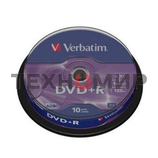 Диск DVD+R Verbatim 4.7Gb 16x Cake Box (10шт) (43498)