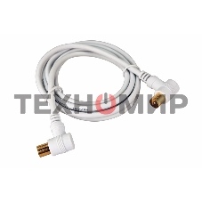 Шнур Rexant ТВ штекер - ТВ штекер, угловой, длина 1,5 м етра, белый