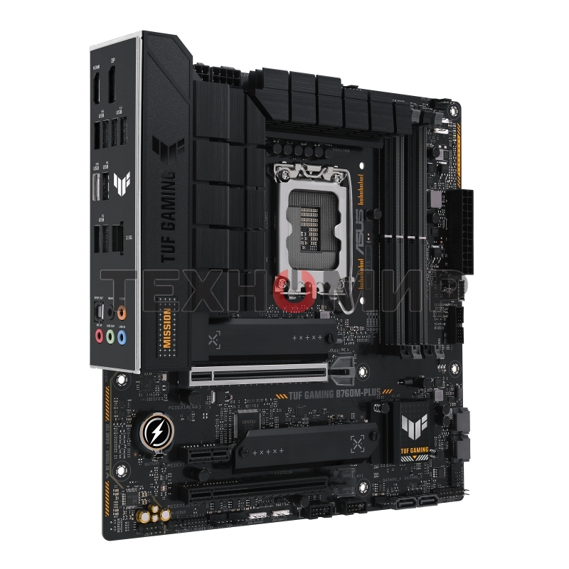 Материнская плата ASUS TUF GAMING B760M-PLUS, LGA 1700, Intel B760, 4xDDR5, 4xSATA, 2xM.2, 1xPCIe 5.0 x16, 1xPCIe 4.0 x4, 1xPCIe x1, 2xUSB-A 3.2 Gen 2, 3xUSB-A 3.2 Gen 1, 2xUSB 2.0, 1xUSB-C 3.2 Gen 2x2, 1x2.5Gb LAN, 5x3.5 мм, 7.1, mATX