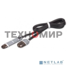 Кабель RITMIX Кабель 2в1 MicroUSB+Lightning 8pin-USB для синхронизации/зарядки, 1м черный (RCC-200)