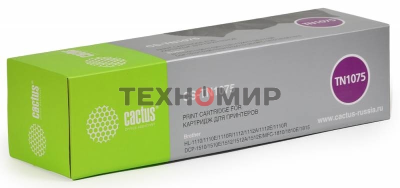 Картридж лазерный Cactus CS-TN1075 черный (1000 стр.) для Brother HL-1110/1112/1510/1512/1810/1815