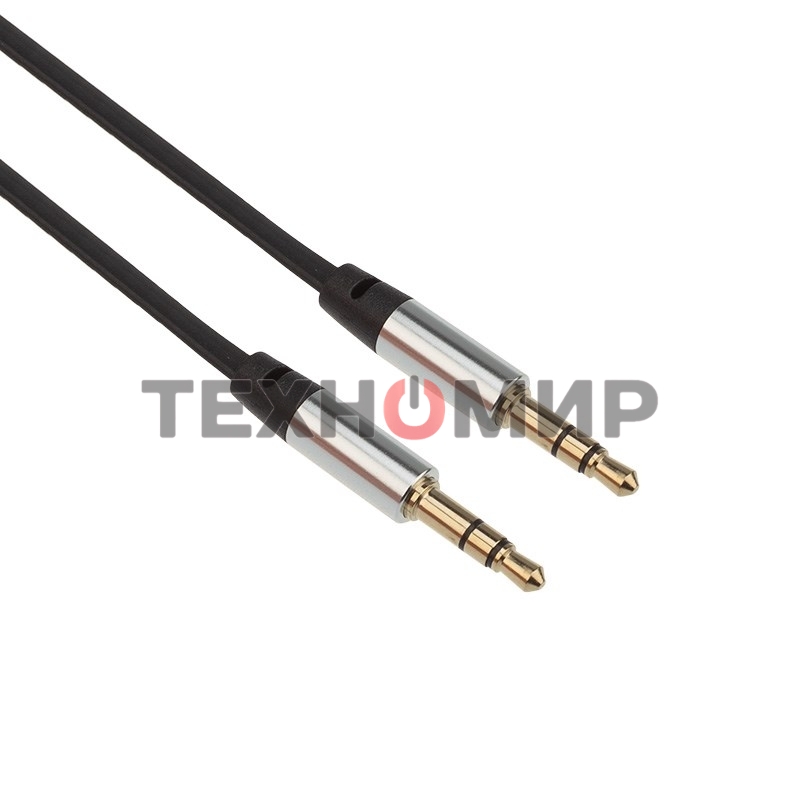 Аудиокабель AUX Rexant 3.5 мм шнур плоский 1 м черный