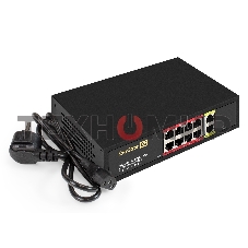 Коммутатор неуправляемый ExeGate EDGS-1010D.8PoE-120W (10-портовый гигабитный UTP 10/100/1000 Base-T: 8 портов IEEE 802.3af (PoE), мощность PoE: 15,4W, суммарно 120W, 2 порта RJ45 uplink, настенный/настольный, металлический корпус)