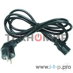 Шнур сетевой Rexant евровилка угловая - евроразъем С13, кабель 3x0,75 мм², длина 1,8 м. (PVC пакет)