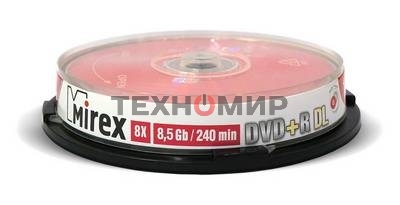 Диск DVD+R Mirex 8.5 Gb, 8x, Cake Box (10), Dual Layer (10/300)