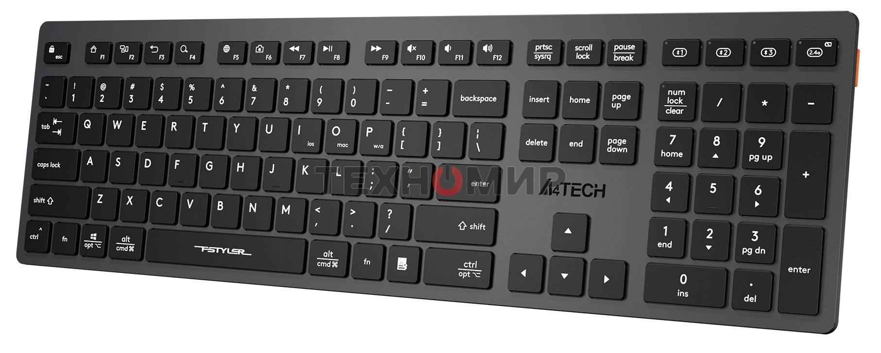 Клавиатура беспроводная A4Tech Fstyler FBX50C, USB, Bluetooth/Радиоканал, серый