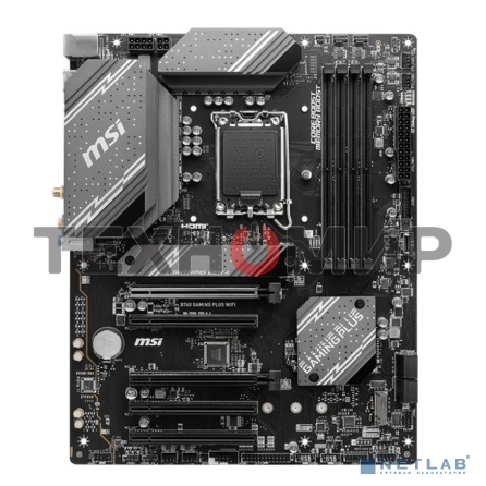 Материнская плата MSI B760 GAMING PLUS WIFI, LGA 1700, Intel B760, 4xDDR5, 4xSATA, 2xM.2, 1xPCI-E 4.0 x16, 3xPCI-E 3.0 x1, 1xDP, 1xHDMI, 1x 2.5Gb LAN, 2xUSB-A 3.2 Gen 2, 4xUSB 2.0, 5x3.5 мм, 7.1, Standard-ATX