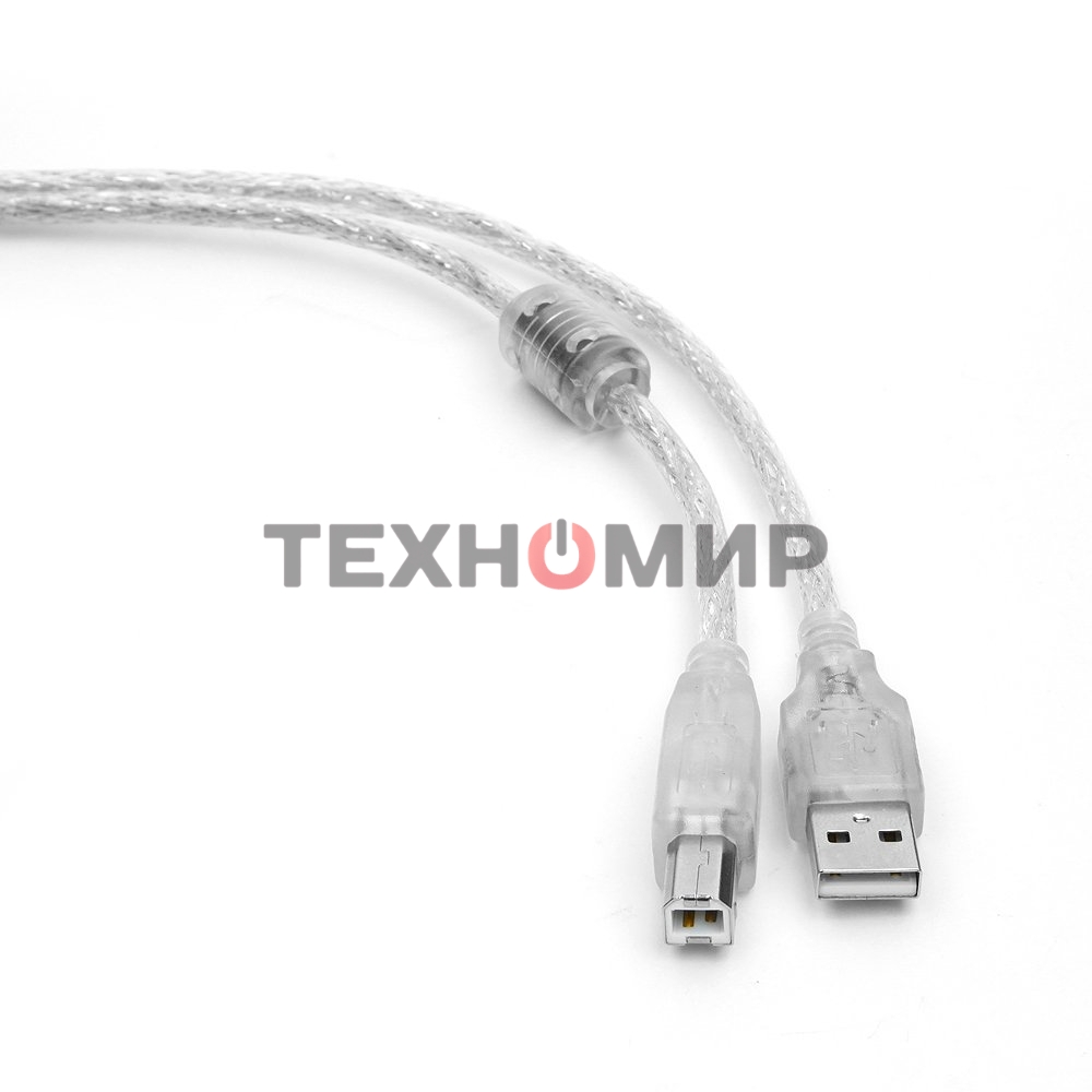 Кабель USB2.0 Cablexpert CCF-USB2-AMBM-TR-15, AM/BM, медь, двойн.экран, фер.кольцо, Pro, 4.5м, прозрач, пакет