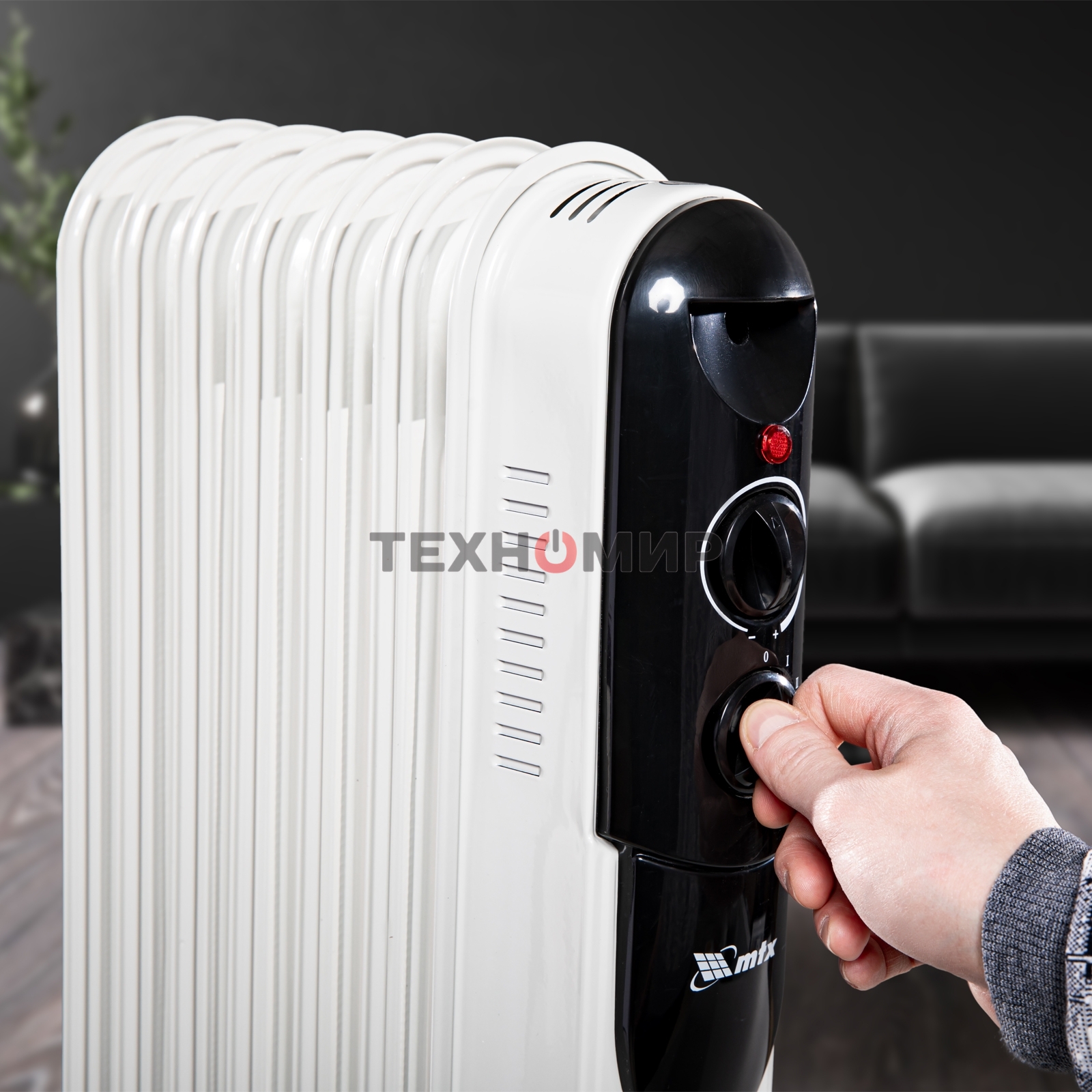 Обогреватель масляный MTX OCH-1500, белый, 1500 Вт, 15 м2, термостат