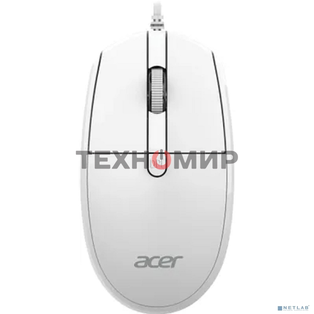 Мышь проводная Acer OMW401 белый, 2000 dpi, USB, кнопки - 4