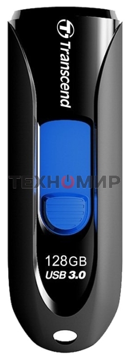 Флешка USB Transcend JetFlash 790 (TS128GJF790K), 128Gb, USB 3.0, R/W 90/40, черный/синий