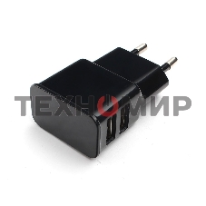 Сетевое зарядное устройство Cablexpert MP3A-PC-12 100/220V - 5V USB 2 порта, 2.1A, черный
