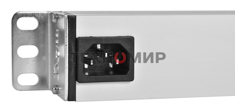 Блок розеток Rem-10 без шнура с фил. и инд., 7 Schuko, вход IEC 60320 C14, 10A, алюм., 19