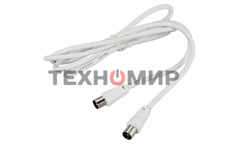 Шнур Rexant ТВ штекер - ТВ штекер, длина 1,5 м етра, белый