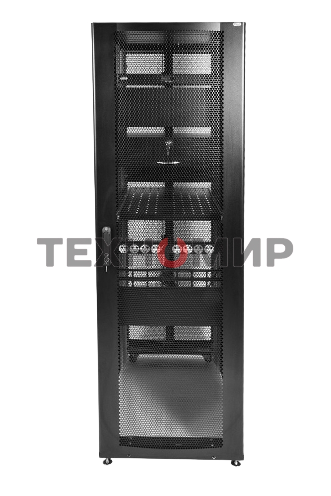 Шкаф серв. ПРОФ нап. 42U (600x1000) дверь перфорированная 2 шт., цвет черный, в сборе (ШТК-СП-42.6.10-44АА-9005) (1 коробка)