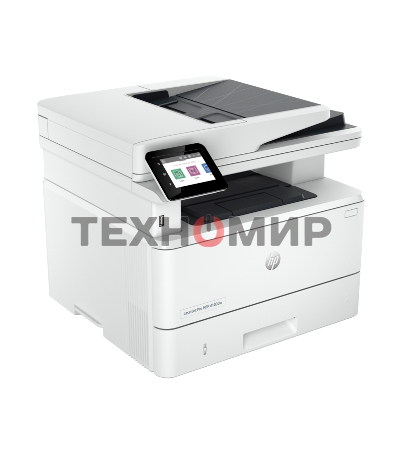 МФУ лазерное HP LaserJet Pro 4103dw (2Z627A), A4, ч/б, печ. до 40 стр/мин., скан. до 29 стр/мин. (ч/б) 20 стр/мин. (цвет), 1200 x 1200 dpi, USB, RJ-45, Wi-Fi, Air Print, Mopria
