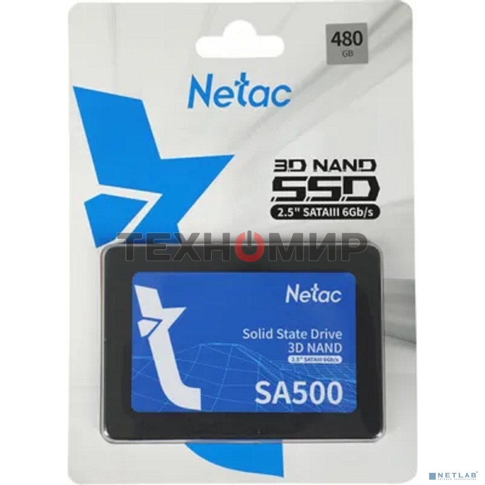 Накопитель SSD Netac SA500, 480Gb, SATA III, 2.5