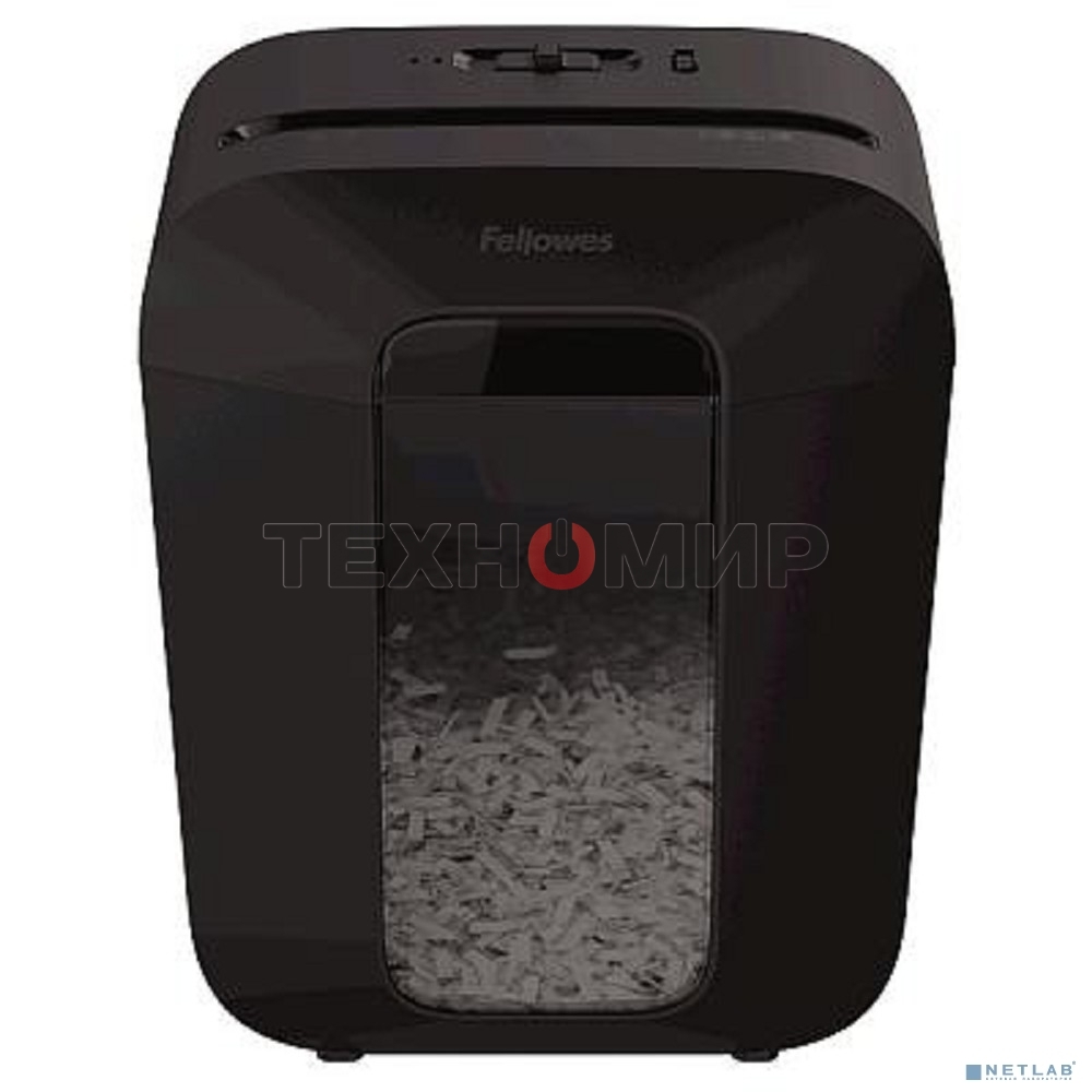 Шредер Fellowes PowerShred LX50 черный (секр.P-4)/перекрестный/9лист./17лтр./скрепки/скобы/пл.карты
