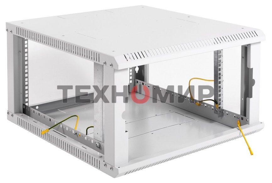 Шкаф телеком. настенный разборный 6U (600х520) дверь стекло, черный (ШРН-Э-6.500-9005)