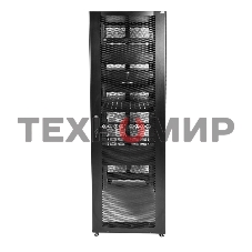 Шкаф серверный ПРОФ напольный 42U (600x1200) дверь перфор., задние двойные перфор., черный, в сборе (ШТК-СП-42.6.12-48АА-9005) (1 коробка)