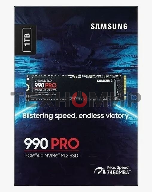 Накопитель SSD Samsung 990 PRO, 1000Gb, PCIe 4.0 x4, M.2 2280, NVMe, R/W 7450/6900
