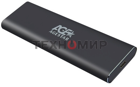 Внешний корпус USB 3.1 Type-C M.2 NVME (M-key) AgeStar 31UBNV1C (GRAY), алюминий, черный