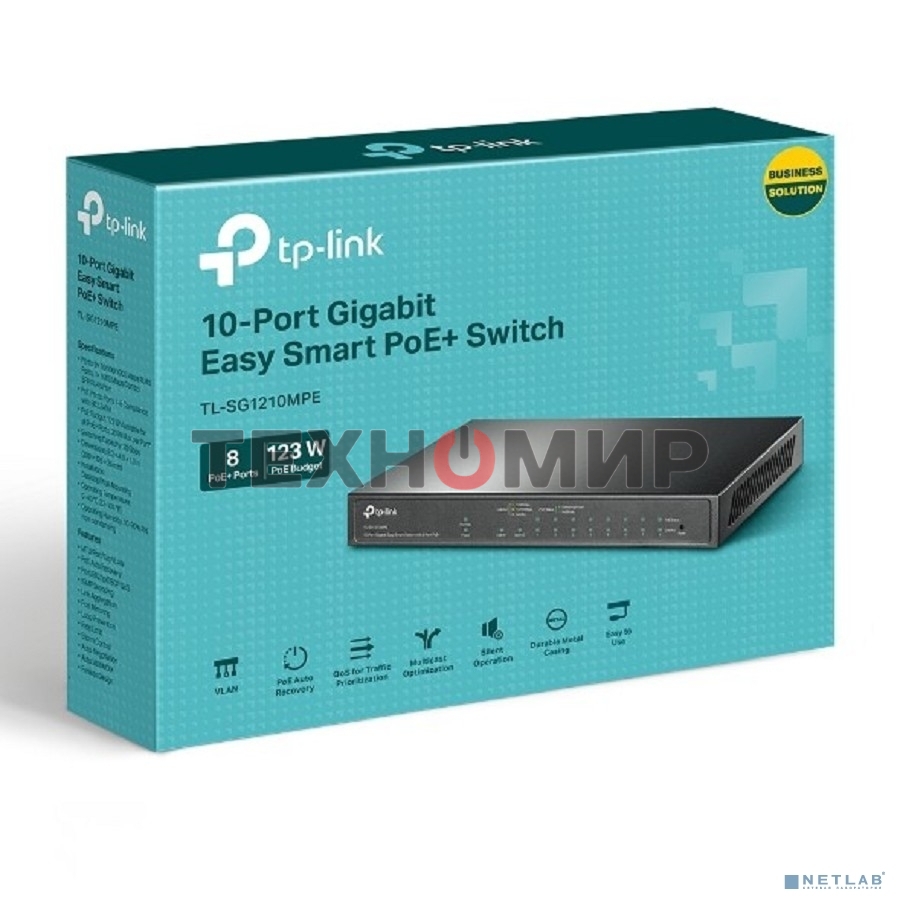 Коммутатор TP-Link TL-SG1210MPE Easy Smart 10-портовый гигабитный с 8 портами PoE+
