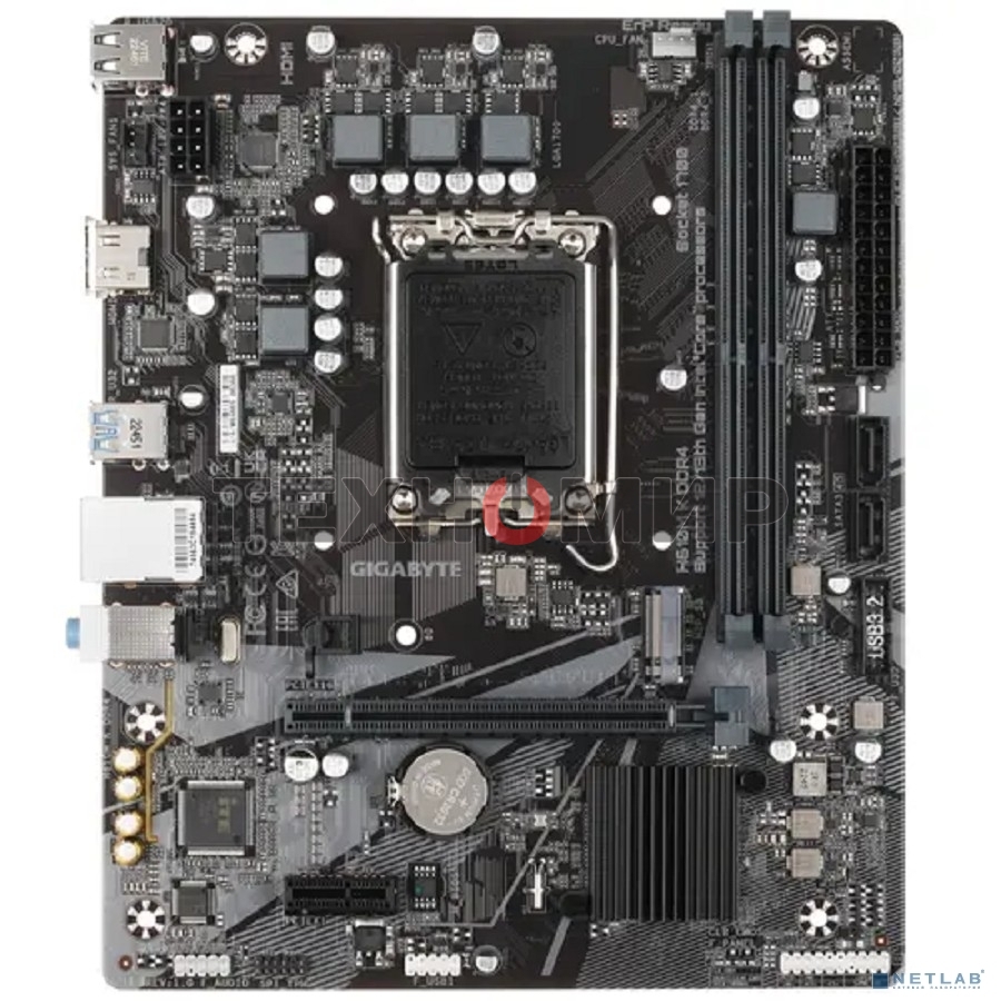 Материнская плата Gigabyte H610M K DDR4 V2.0, LGA 1700, Intel H610, 2xDDR4, 2xSATA, 1xM.2, 1xPCIe 4.0 x16, 1xPCIe x1, 1xHDMI, 1x 1Gb LAN, 2xUSB-A 3.2 Gen 1, 4xUSB-A 2.0, 3x 3.5 мм, 7.1, mATX