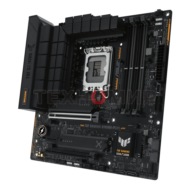 Материнская плата ASUS TUF GAMING B760M-PLUS, LGA 1700, Intel B760, 4xDDR5, 4xSATA, 2xM.2, 1xPCIe 5.0 x16, 1xPCIe 4.0 x4, 1xPCIe x1, 2xUSB-A 3.2 Gen 2, 3xUSB-A 3.2 Gen 1, 2xUSB 2.0, 1xUSB-C 3.2 Gen 2x2, 1x2.5Gb LAN, 5x3.5 мм, 7.1, mATX