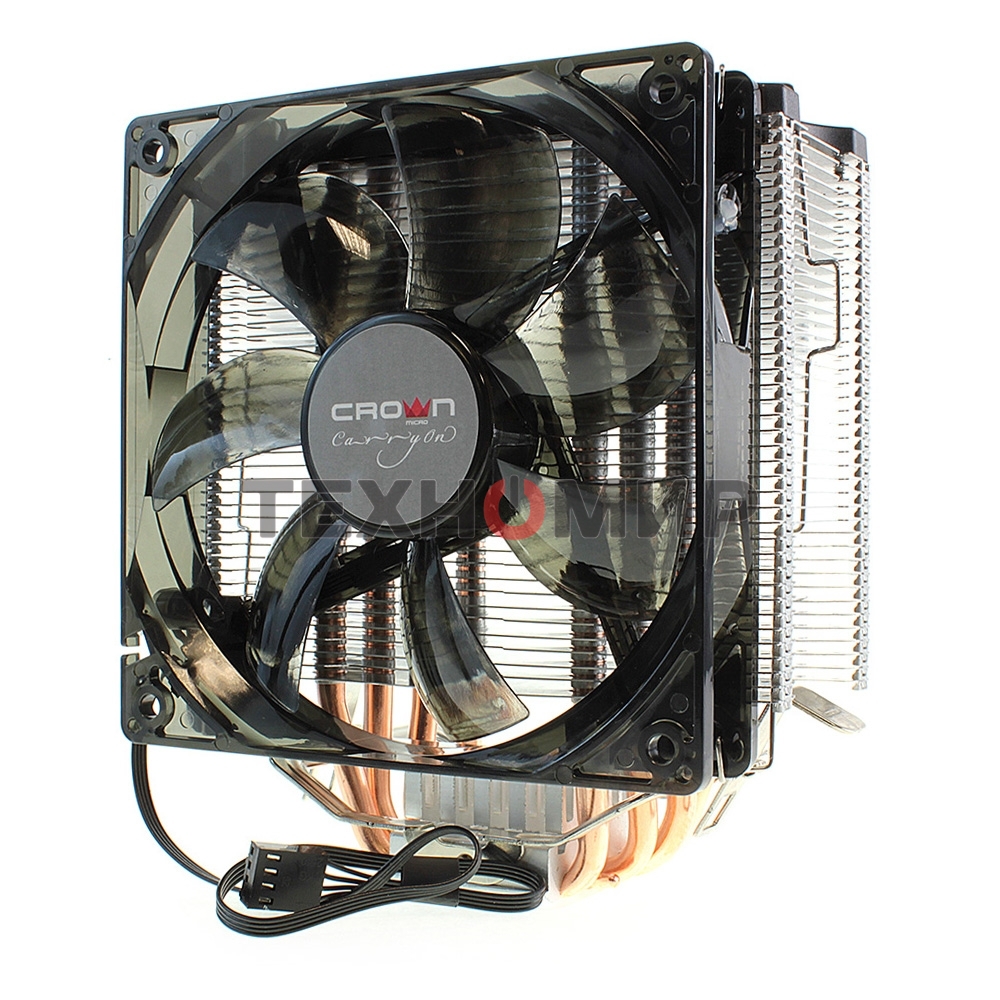 Кулер для процессора Crown CM-5 прозрачный/черный, 120 мм, 1500 об/мин, 30.8 дБ, 4 pin, 187 Вт, 148 мм