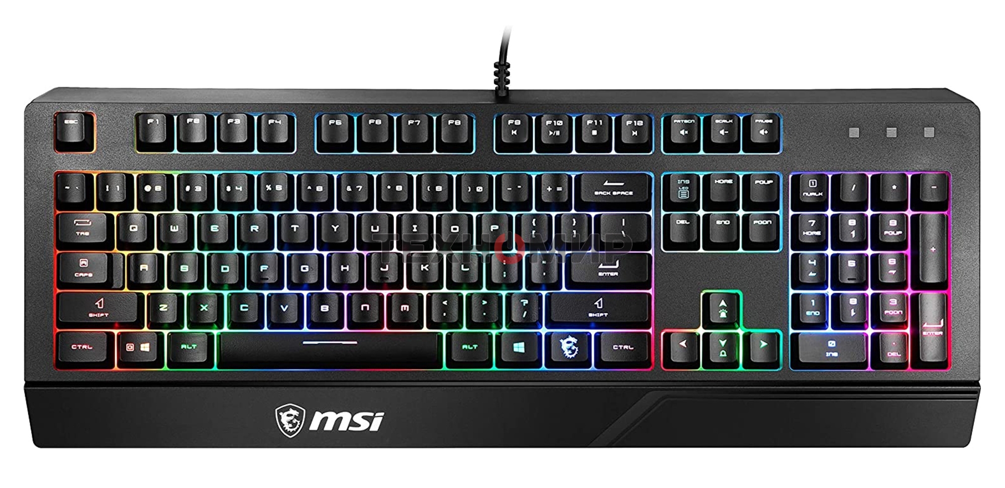 Клавиатура проводная MSI VIGOR GK20 RU черный USB Multimedia for gamer LED (подставка для запястий)