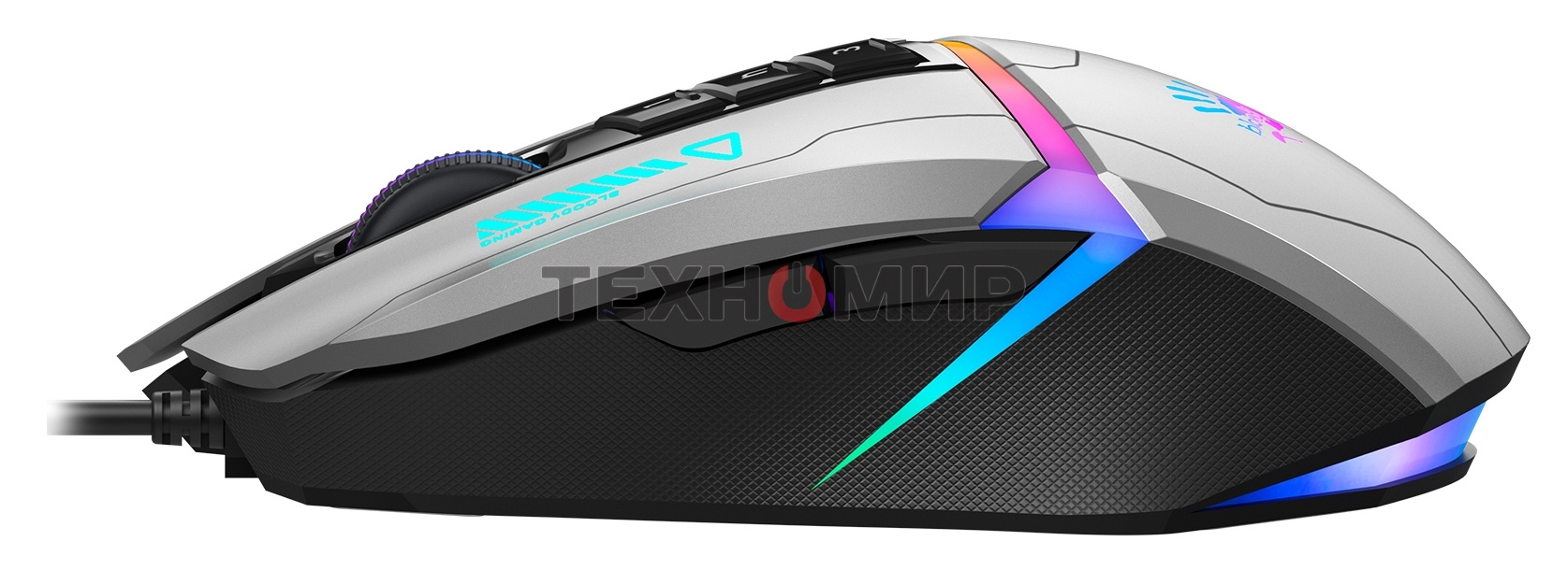 Мышь проводная A4Tech Bloody W60 Max серый/черный, 10000 dpi, USB, кнопки - 10