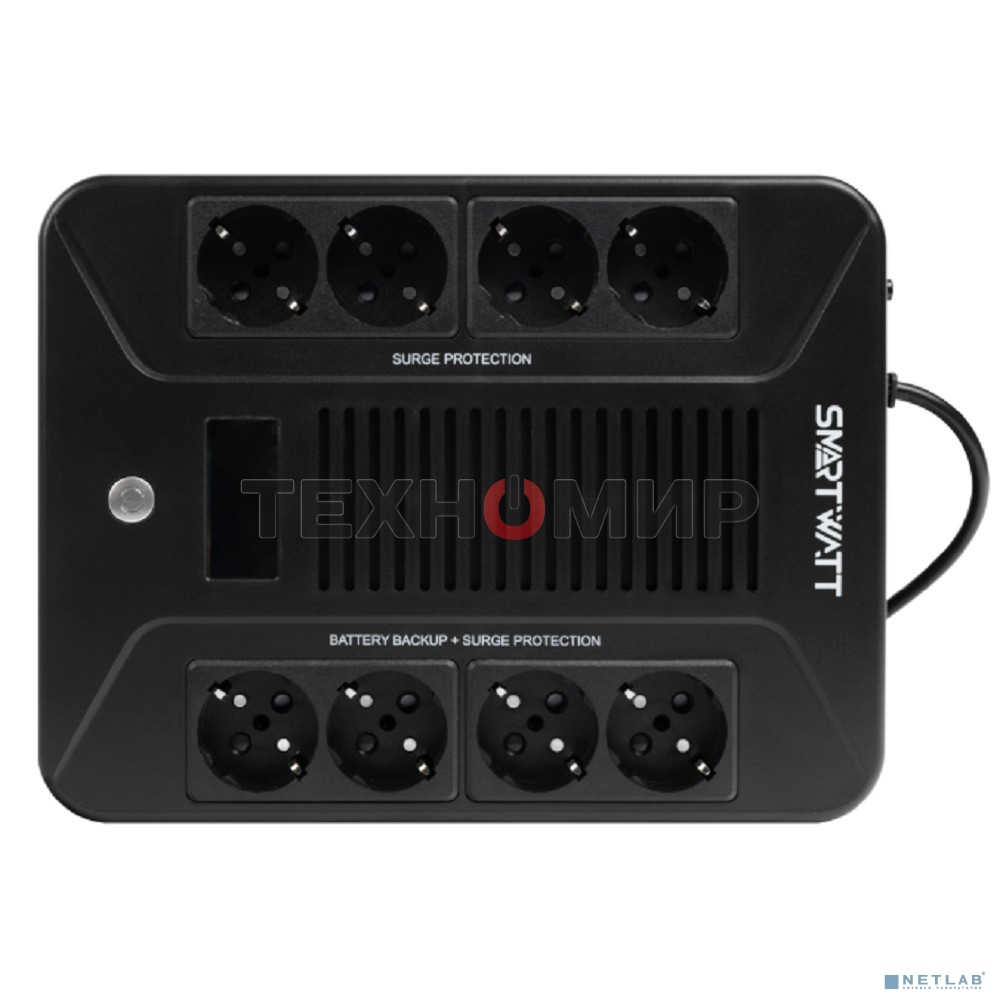 Источник бесперебойного питания SMARTWATT UPS SAFE PRO LCD 600 Line-interactive 600VA/360W Brick (Euro x8, USB, RJ11/RJ45 protection, LCD, 275x210x9