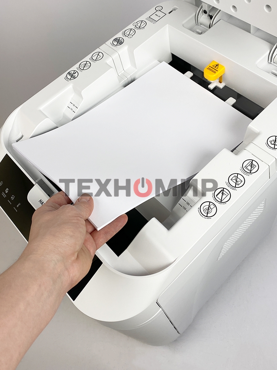 Шредер Heleos АП40-5 белый с автоподачей (секр.P-5) фрагменты 180лист. 37лтр. скрепки скобы пл.карты