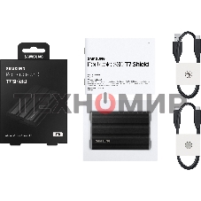 Внешний SSD Samsung T7 Shield, 2TB, USB 3.2 Gen 2 Type-C, R/W 1050/1000, черный